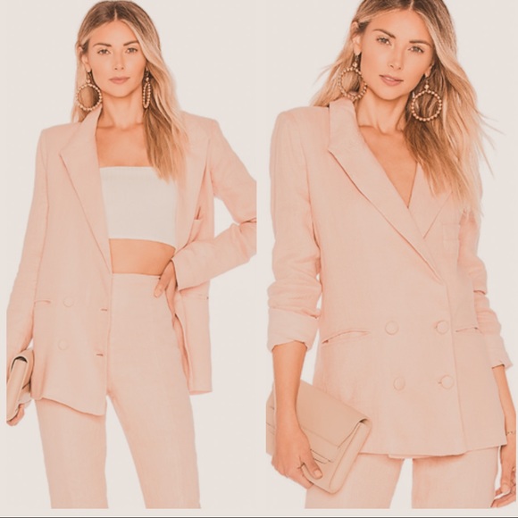 Lovers + Friends Jackets & Blazers - Lovers + Friends fanning pink linen blazer